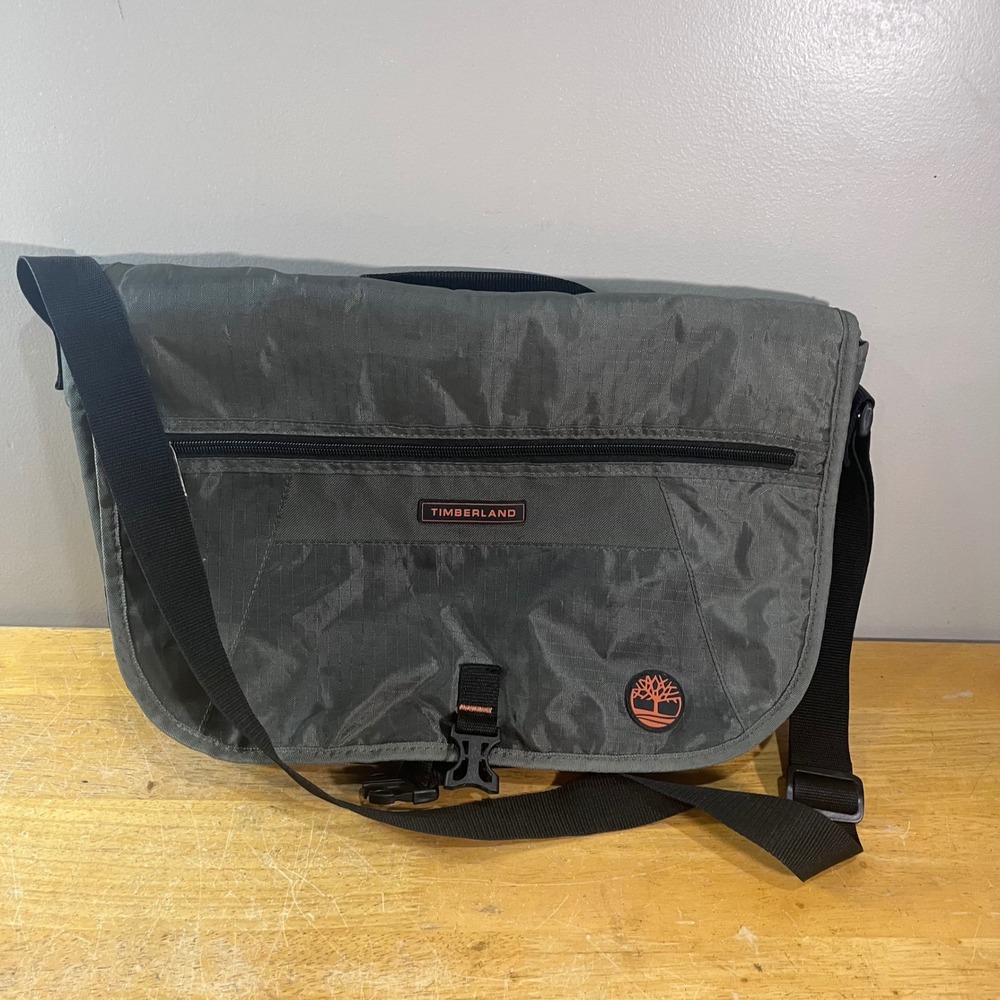 Timberland Twin Mountain Messenger Bag Olive Green Ripstop Nylon Vtg Crossbody